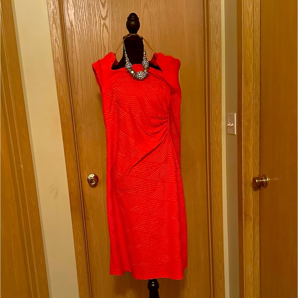 Orange Ruched Sheath Dress